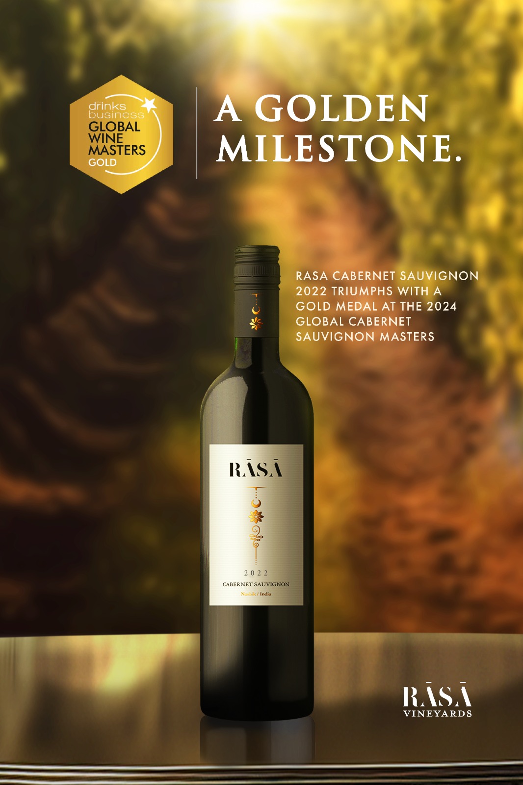 Sula’s RASA Cabernet Sauvignon bags India’s First Gold at Global Masters